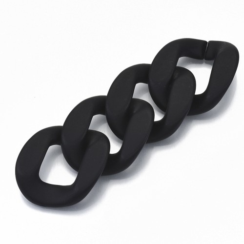 39.5x32mm Oval Twisted Acrylic Link - Opaque Black Mat x1