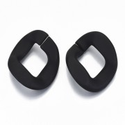 39.5x32mm Oval Twisted Acrylic Link - Opaque Black Mat x1