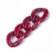 29x21mm Oval Twisted Acrylic Link - Marbled Dark Red - White x1|raw }}