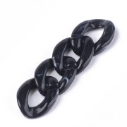 29x21mm Oval Twisted Acrylic Link - Marbled Black - White x1|raw }}