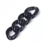 29x21mm Oval Twisted Acrylic Link - Marbled Black - White x1