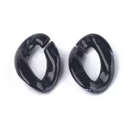 29x21mm Oval Twisted Acrylic Link - Marbled Black - White x1