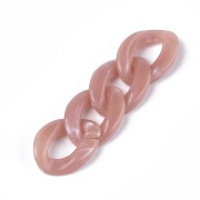 29x21mm Oval Twisted Acrylic Link - Marbled Old Pink - White x1