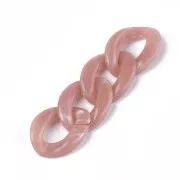 29x21mm Oval Twisted Acrylic Link - Marbled Old Pink - White x1