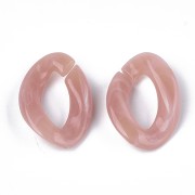 29x21mm Oval Twisted Acrylic Link - Marbled Old Pink - White x1
