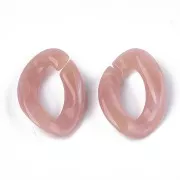 29x21mm Oval Twisted Acrylic Link - Marbled Old Pink - White x1