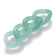 16x13mm Oval Twisted Acrylic Link - Marbled Green - White x1|raw }}