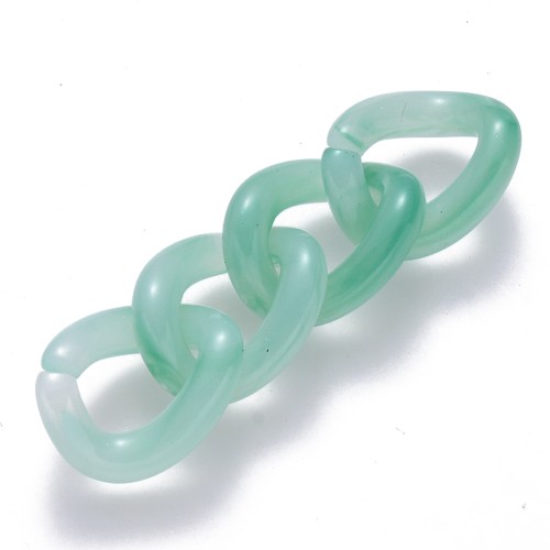 16x13mm Oval Twisted Acrylic Link - Marbled Green - White x1