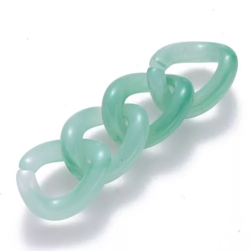 16x13mm Oval Twisted Acrylic Link - Marbled Green - White x1