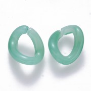 16x13mm Oval Twisted Acrylic Link - Marbled Green - White x1
