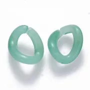 16x13mm Oval Twisted Acrylic Link - Marbled Green - White x1