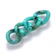 16x13mm Oval Twisted Acrylic Link - Marbled Turquoise - Brown x1