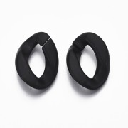 28x20mm Oval Twisted Plastic Link - Opaque Black Mat x1