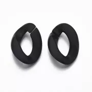 28x20mm Oval Twisted Plastic Link - Opaque Black Mat x1
