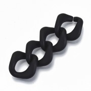 24x23mm Square Twisted Acrylic Link - Opaque Black Mat x1