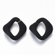 24x23mm Square Twisted Acrylic Link - Opaque Black Mat x1