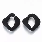24x23mm Square Twisted Acrylic Link - Opaque Black Mat x1