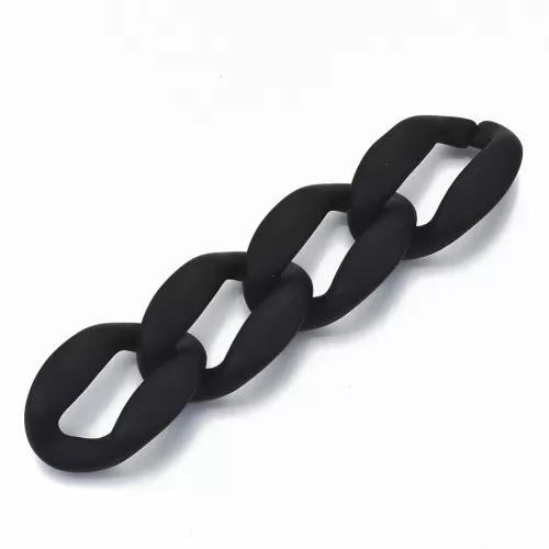 37x26mm Oval Twisted Acrylic Link - Matt Black x1