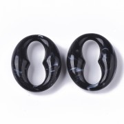 31x26mm Oval Acrylic Coffee Bean Link - Marbled Black - White x1|raw }}