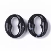 31x26mm Oval Acrylic Coffee Bean Link - Marbled Black - White x1