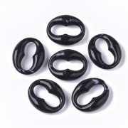 31x26mm Oval Acrylic Coffee Bean Link - Marbled Black - White x1