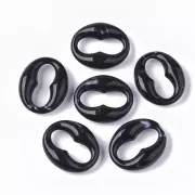 31x26mm Oval Acrylic Coffee Bean Link - Marbled Black - White x1