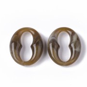 31x26mm Oval Acrylic Coffee Bean Link - Marbled Light Brown - White x1
