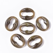 31x26mm Oval Acrylic Coffee Bean Link - Marbled Light Brown - White x1