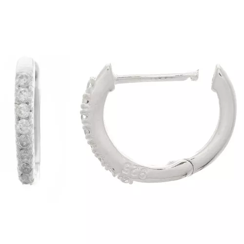 11mm 925 Sterling Silver Leverback earrings with zirconium oxide - Fine Gold Plated x2