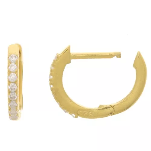 11mm 925 St. Silver Leverback earrings with zirconium oxide - Fine Gold Plated - Crystalx2