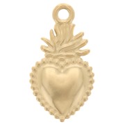 18.5x10mm 316L Stainless Steel Ex-Voto Heart Pendant - Gold Tone x1