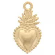 18.5x10mm 316L Stainless Steel Ex-Voto Heart Pendant - Gold Tone x1