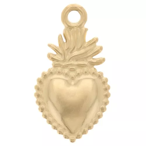 Ex-Voto Heart Pendant 18.5 x 10.5 mm - Gold-Plated 316 Stainless Steel x1