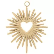 23x18mm Stainless Steel 316L Sun Pendant with Hollow Heart - Gold Tone x1