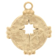 15mm 316L Stainless Steel Round Hammered North Star Hollow Pendant - Gold Tone x1