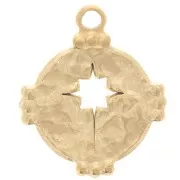 15mm 316L Stainless Steel Round Hammered North Star Hollow Pendant - Gold Tone x1
