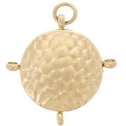 19mm 316L Stainless Steel Round Hammered Pendant with 4 Closed Rings - Gold Tone x