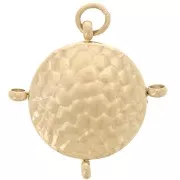 19mm 316L Stainless Steel Round Hammered Pendant with 4 Closed Rings - Gold Tone x