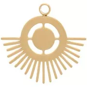 16x17mm Stainless steel 316L Ethnic pendant for 4mm cabochon - Gold Tone x1