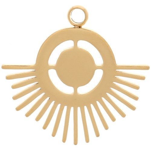 16x17mm Stainless steel 316L Ethnic pendant for 4mm cabochon - Gold Tone x1