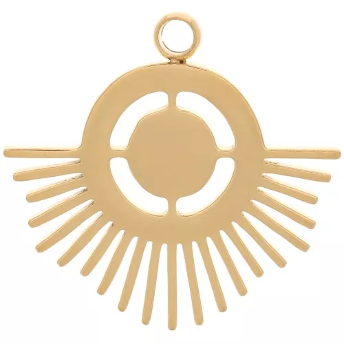 16x17mm Stainless steel 316L Ethnic pendant for 4mm cabochon - Gold Tone x1