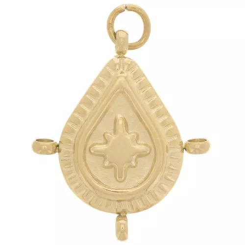 19x16mm Stainless steel 316L worked Drop Pendant with 4 rings GOLD Tone x1
