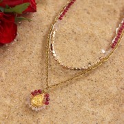 19x16mm Stainless steel 316L worked Drop Pendant with 4 rings GOLD Tone x1