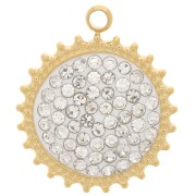 14mm Stainless steel 316L sun pendant with resin and zirconium oxide - GOLD Tone - Whitex1