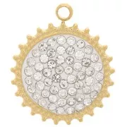 14mm Stainless steel 316L sun pendant with resin and zirconium oxide - GOLD Tone - Whitex1