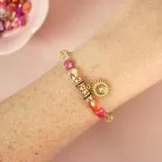 14mm 304L Stainless Steel Hollow Sun Pendant with Rhinestone - Gold Tone x1