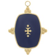 23x17mm Stainless Steel 316L Rectangle Pendant with Resin - Gold Tone - Blue x1|raw }}
