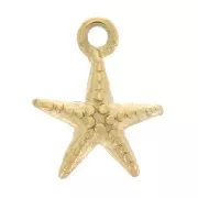 10x8mm Stainless Steel 304 Starfish Charm - Gold Tone x1