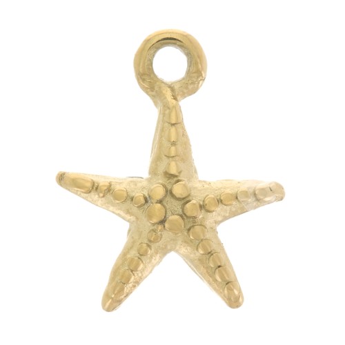 10x8mm Stainless Steel 316L Starfish Charm - Gold Tone x1