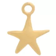 10x8mm Stainless Steel 304 Starfish Charm - Gold Tone x1